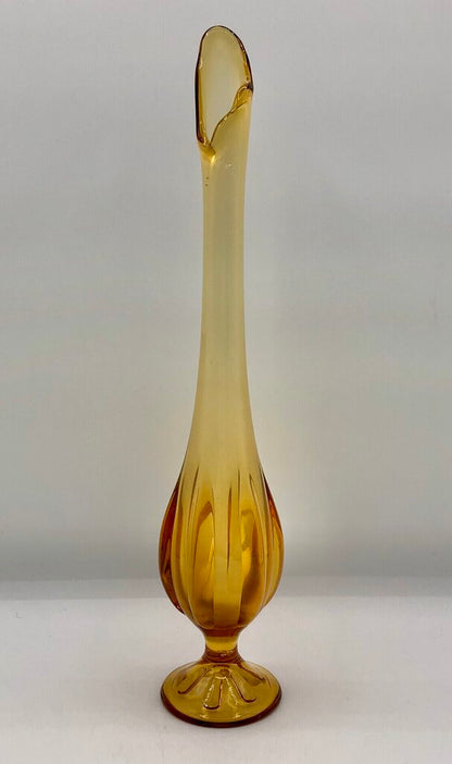 Viking Glass 6 Petal Amber Swung Vase 13” /b