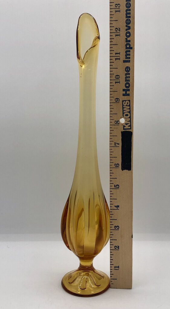 Viking Glass 6 Petal Amber Swung Vase 13” /b