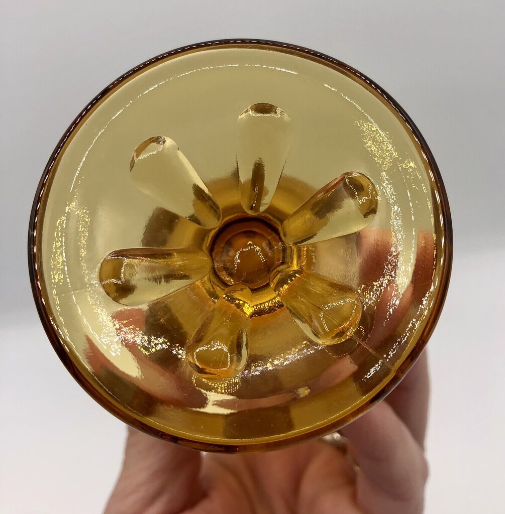 Viking Glass 6 Petal Amber Swung Vase 13” /b