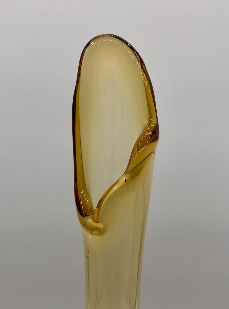 Viking Glass 6 Petal Amber Swung Vase 13” /b
