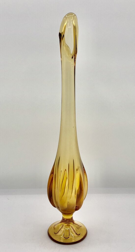Viking Glass 6 Petal Amber Swung Vase 13” /b