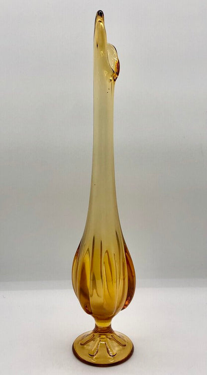 Viking Glass 6 Petal Amber Swung Vase 13” /b
