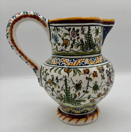 Hand Painted Ceramica de Coimbra Pitcher w/ Animcals /j