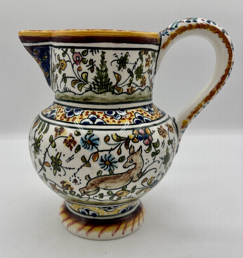 Hand Painted Ceramica de Coimbra Pitcher w/ Animcals /j