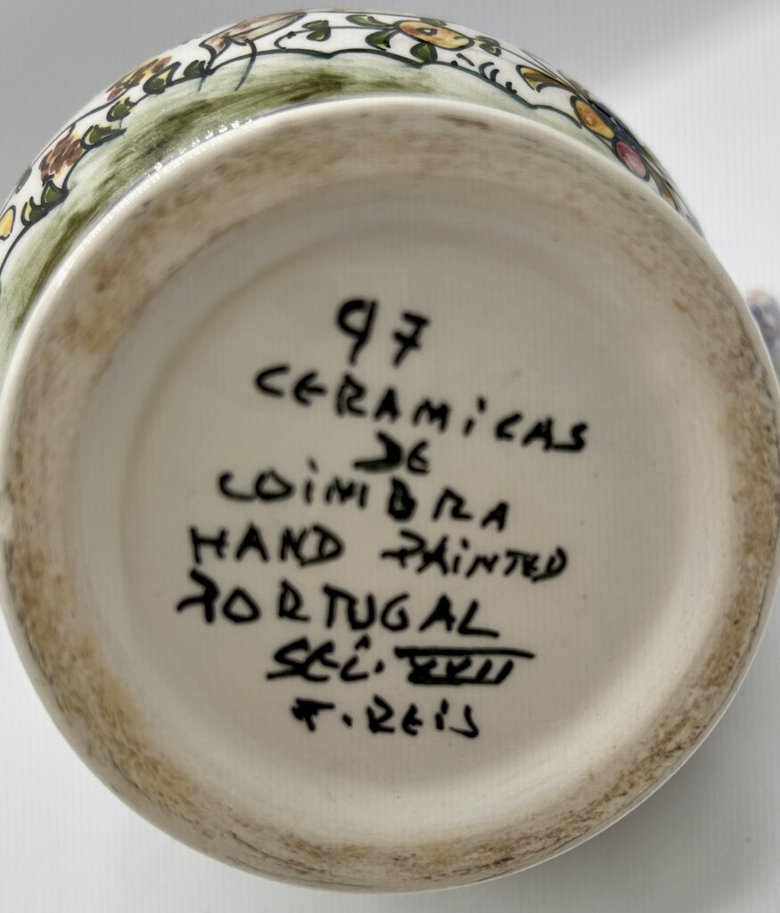 Hand Painted Ceramica de Coimbra Pitcher w/ Animcals /j