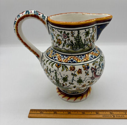 Hand Painted Ceramica de Coimbra Pitcher w/ Animcals /j