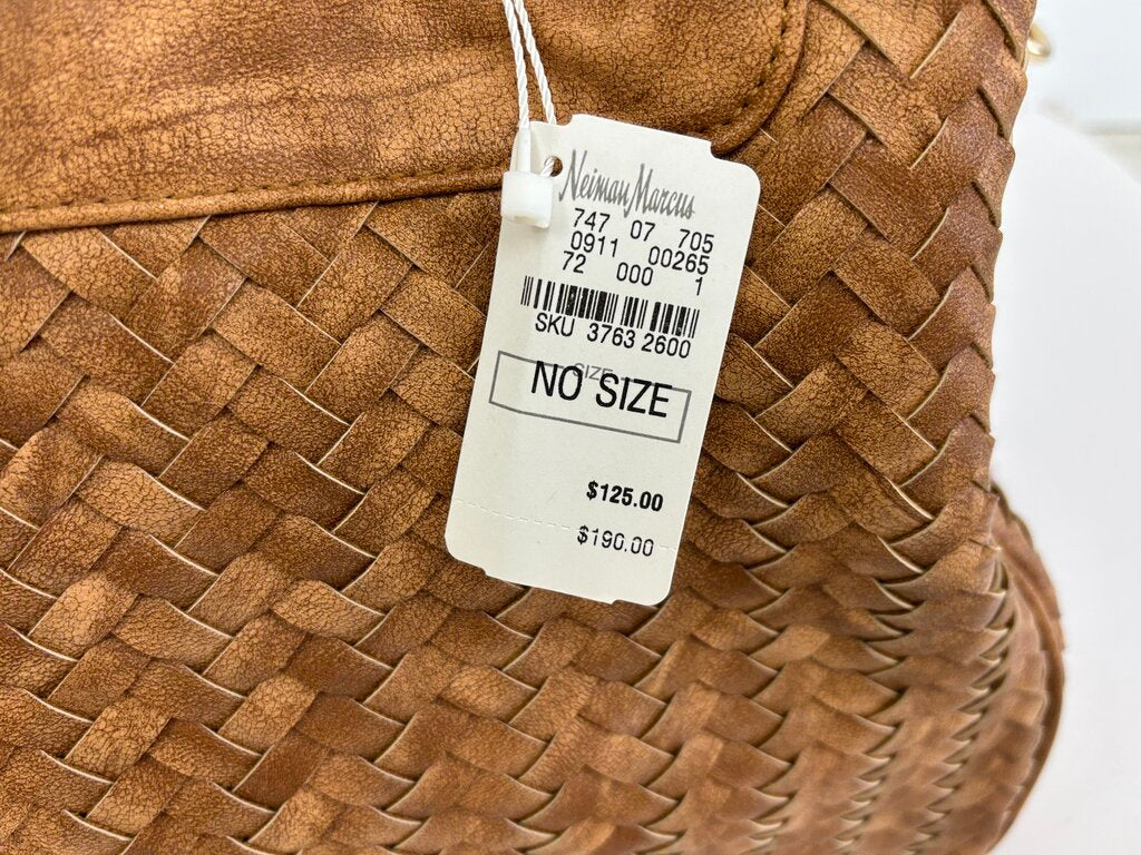 NWT Neiman Marcus Woven Vegan Leather Duffle Bag w/ Shoulder Strap /j