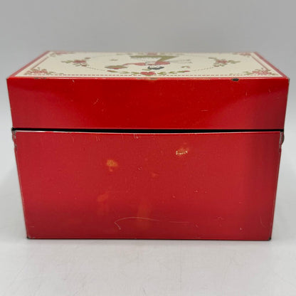 Vintage Stylecraft of Baltimore #815 Tin Recipe Box Needlepoint Lady Baking Apple Pie /cb