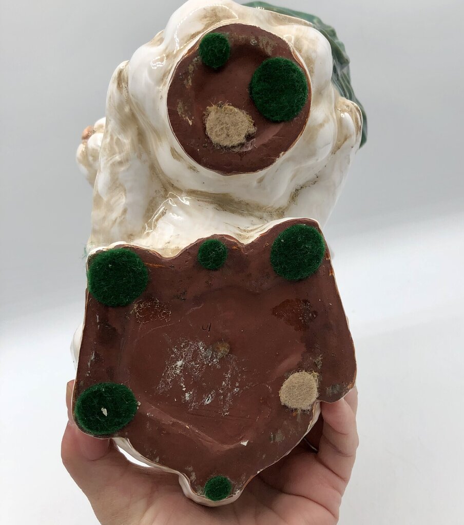 Majolica Style Ceramic Rabbit w/ Cabbage Planter /b