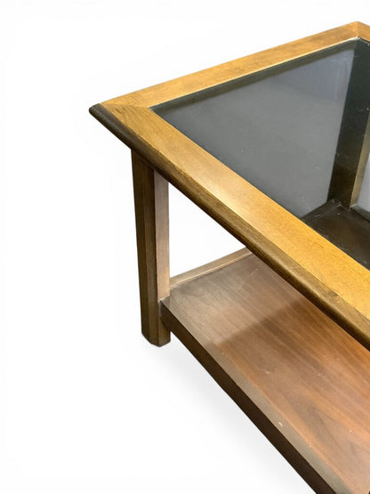 MCM Walnut Glass Side Table