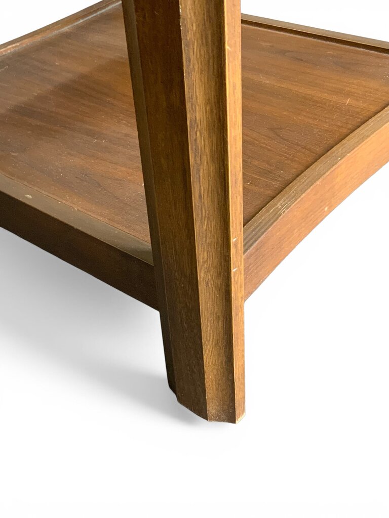 MCM Walnut Glass Side Table