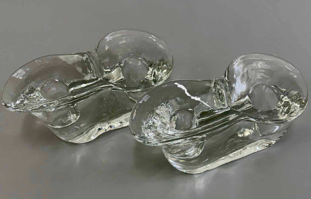 Pr of MCM Glass Sculptural Candle Holders /j