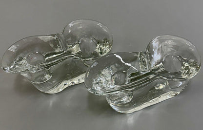 Pr of MCM Glass Sculptural Candle Holders /j
