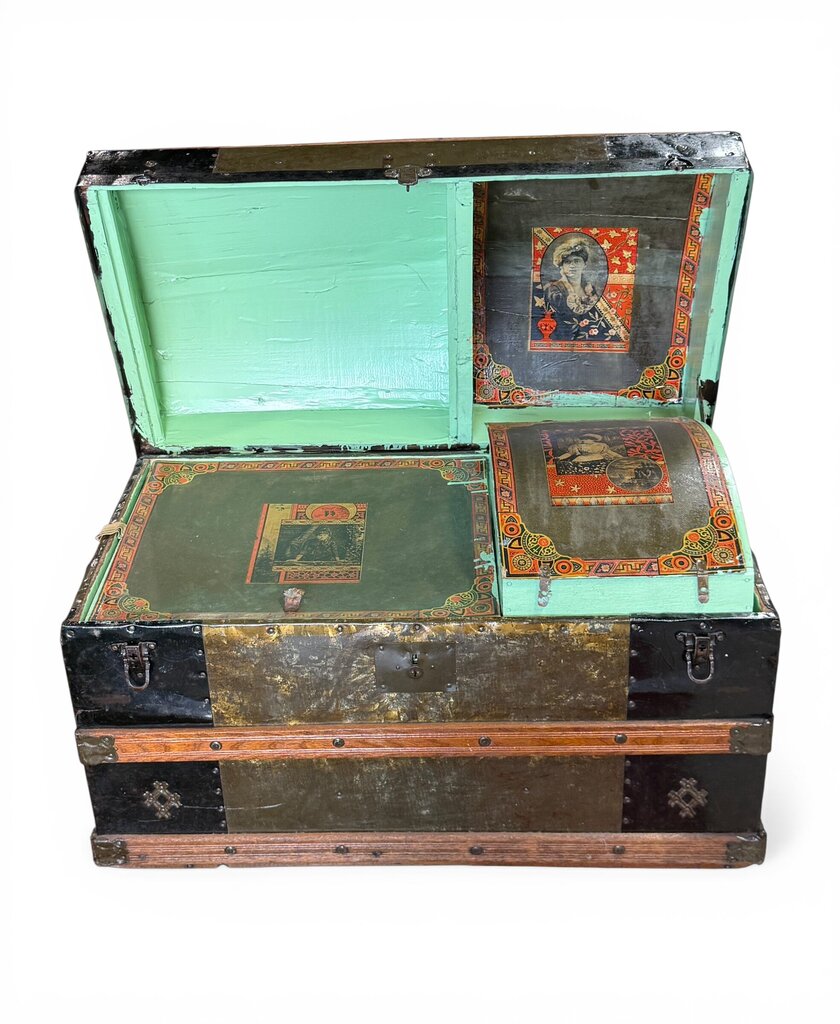 Victorian Humpback Dome-top Steamer Trunk