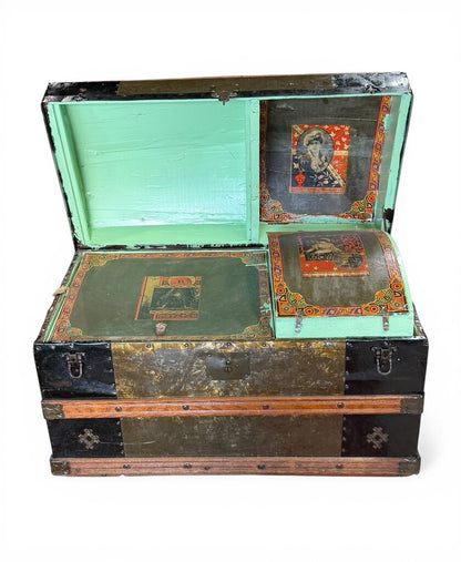 Victorian Humpback Dome-top Steamer Trunk