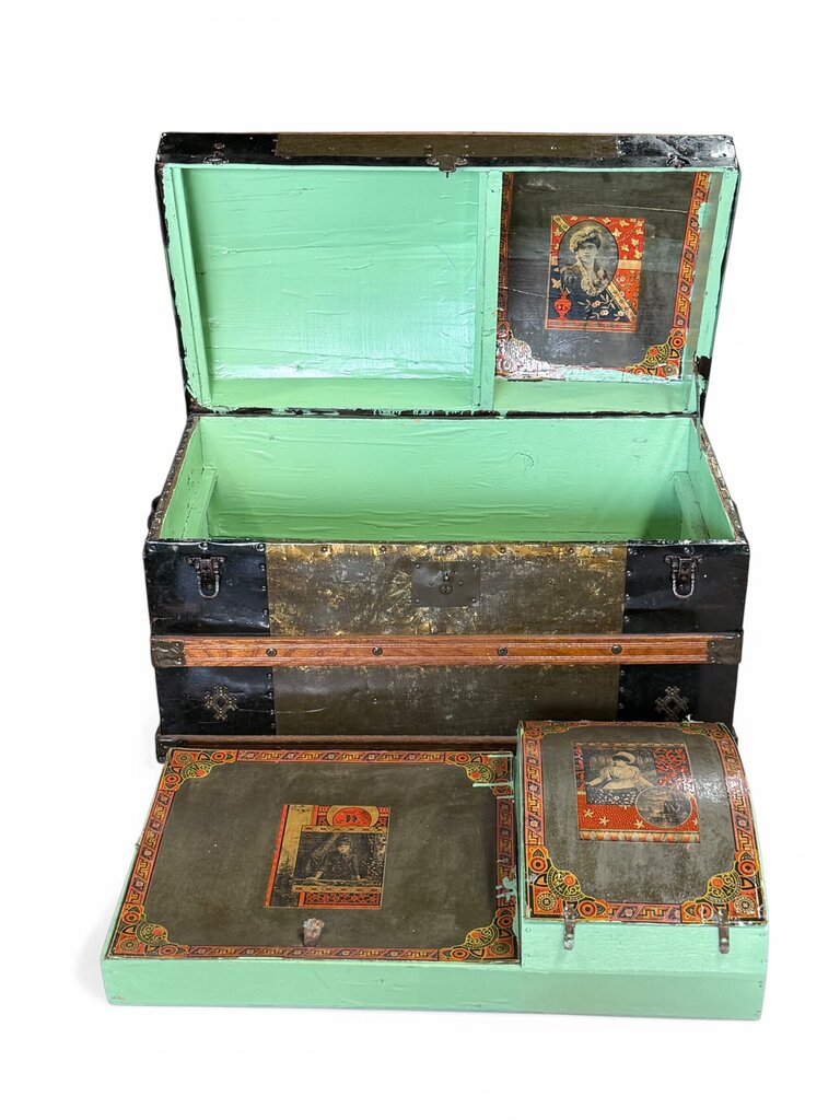 Victorian Humpback Dome-top Steamer Trunk