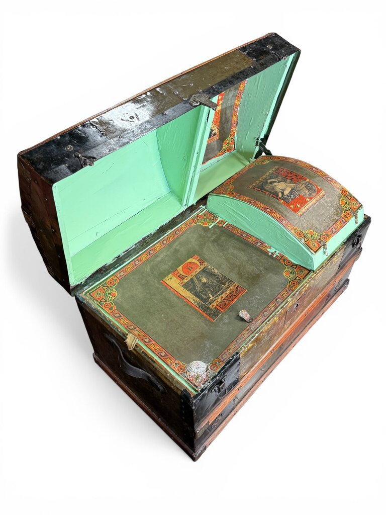 Victorian Humpback Dome-top Steamer Trunk