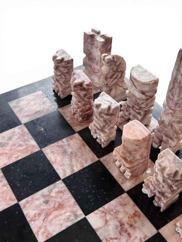 Marble Chess Board And Pieces (BROKEN PIECE)
