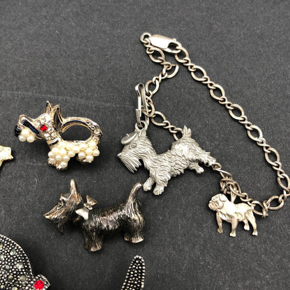 6pc Collection of Scottish Terrier Brooches & Bracelet /b