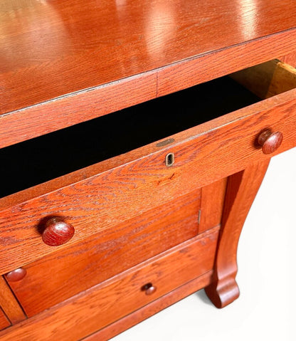 Cherry Red Oak Buffet With Mirror