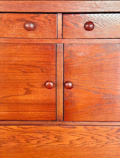 Cherry Red Oak Buffet With Mirror