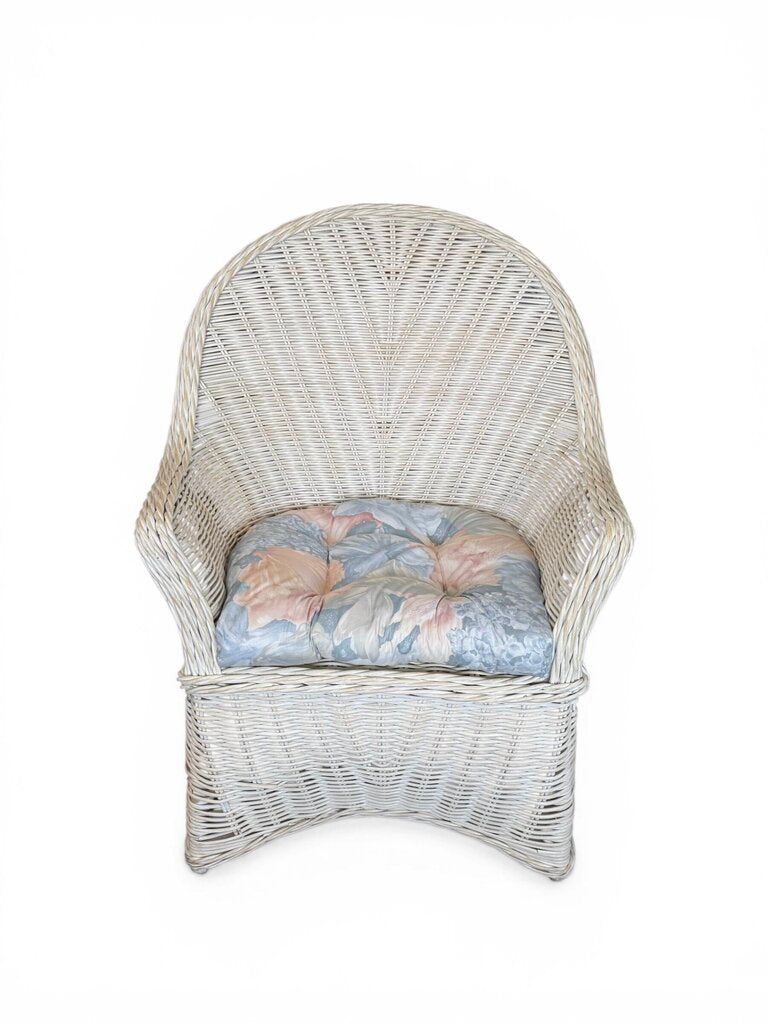 Off White Wicker Chair With Cushion