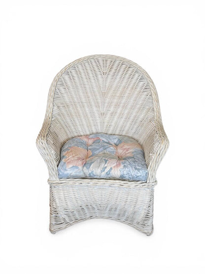 Off White Wicker Chair With Cushion