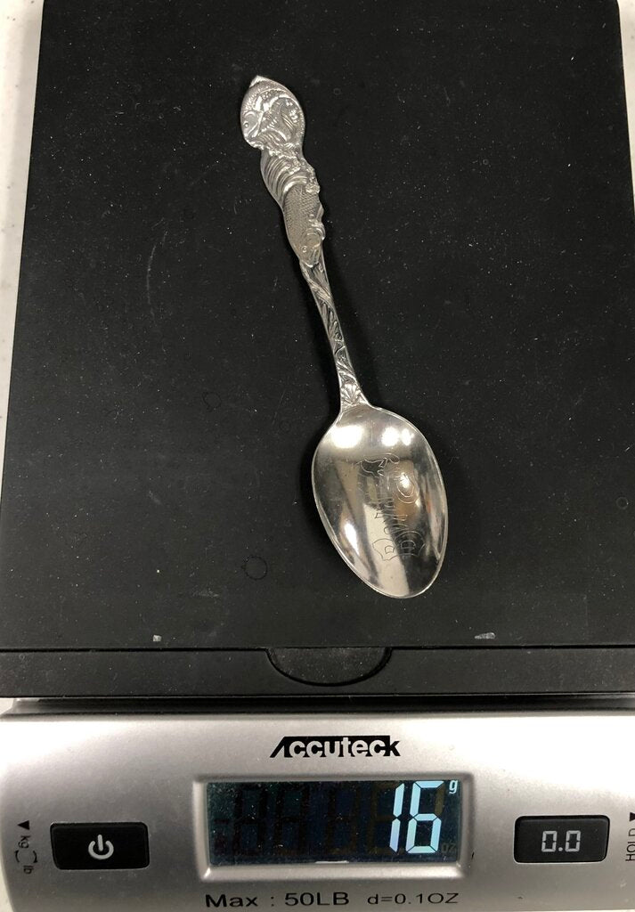 Antique Boyne City Sterling Silver Souvenir Spoon w/ Fish /b