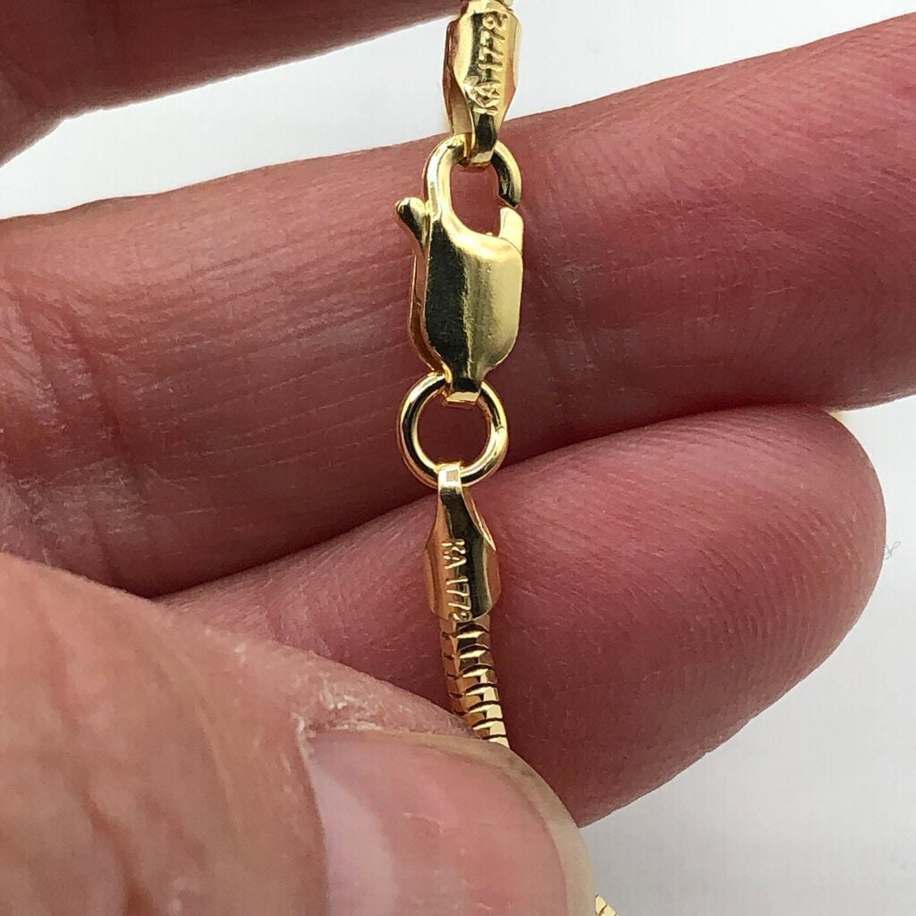 Gold Vermil 925 Sterling 18” Snake Chain Necklace 6.28gm /b