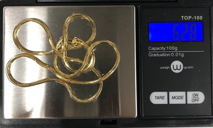 Gold Vermil 925 Sterling 18” Snake Chain Necklace 6.28gm /b