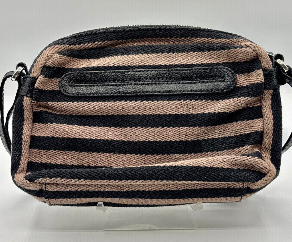 Brighton Adele Nautical Stripped Fabric & Leather Crossbody Bag /j