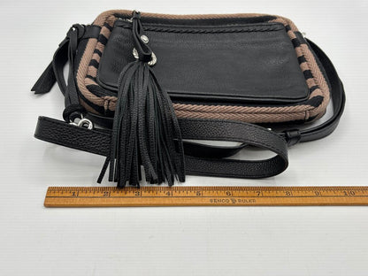 Brighton Adele Nautical Stripped Fabric & Leather Crossbody Bag /j