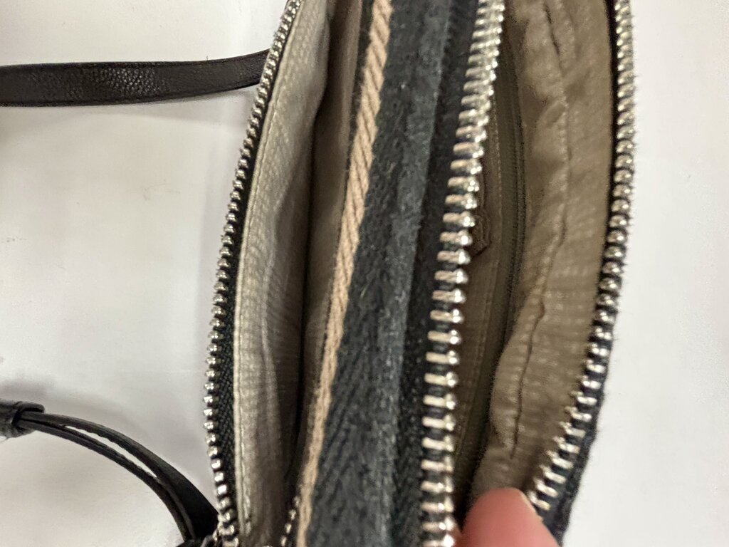 Brighton Adele Nautical Stripped Fabric & Leather Crossbody Bag /j