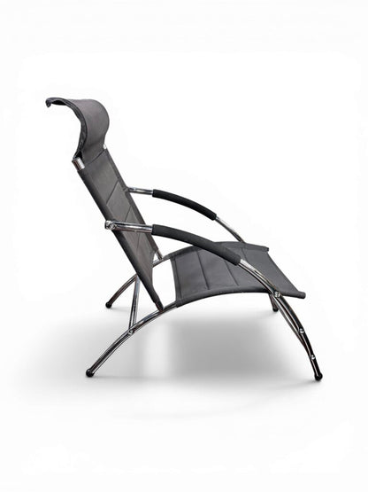 Black And Chrome Lounge Chair And Ottoman