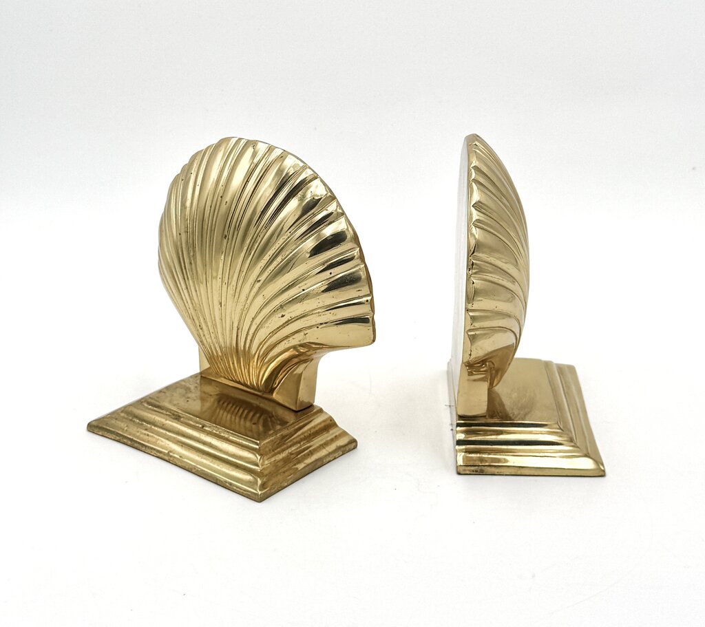 VTG Brass Set of 2 Clamshell Bookends