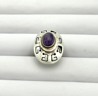 VTG Sterling Silver Purple Amethyst Locket Ring
