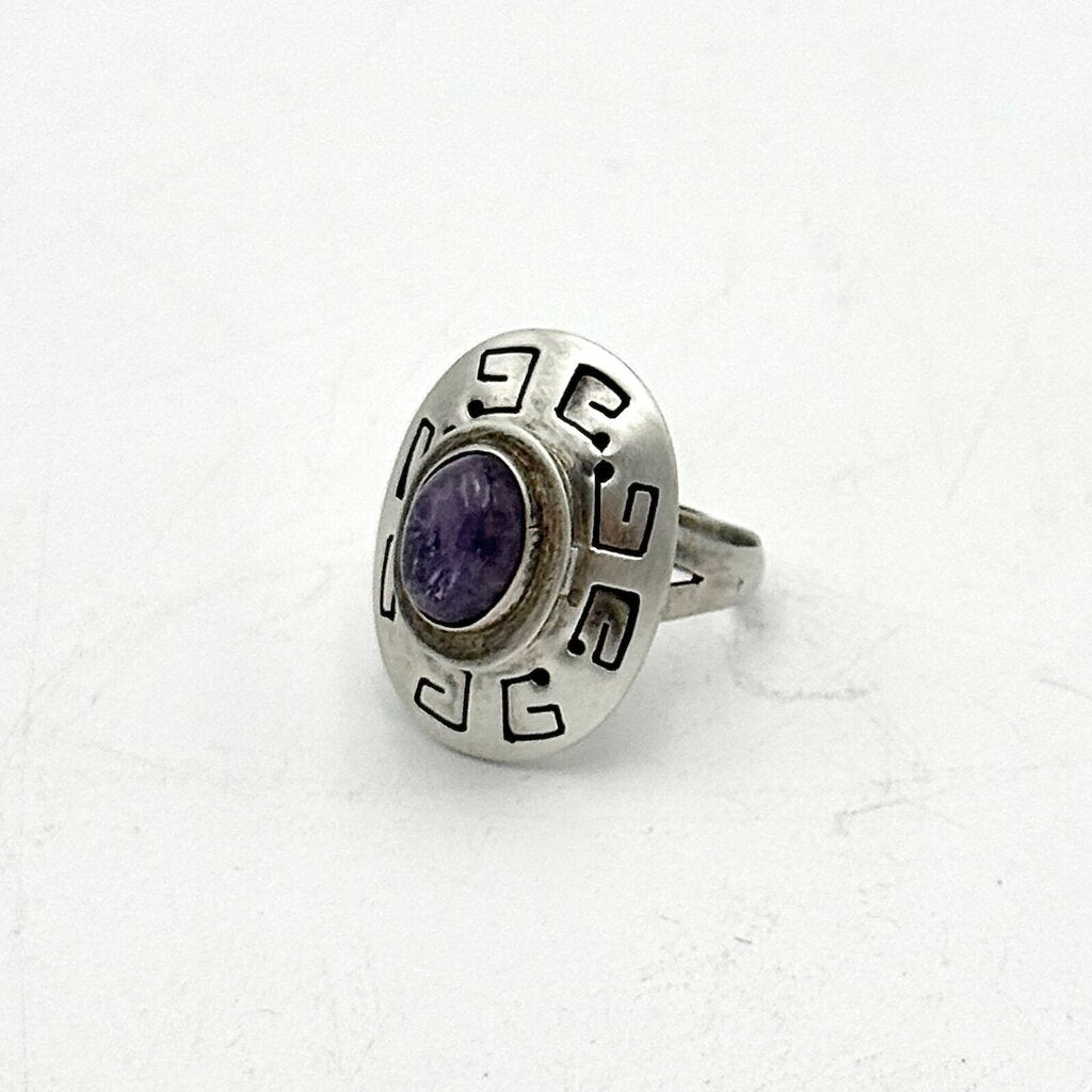 VTG Sterling Silver Purple Amethyst Locket Ring