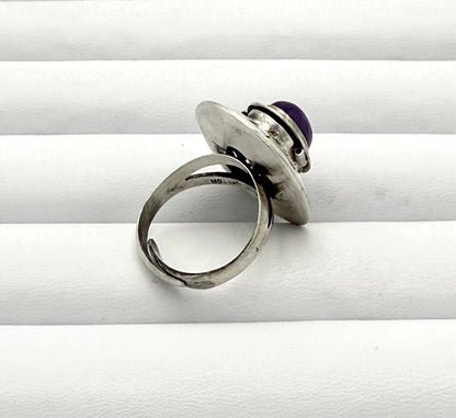 VTG Sterling Silver Purple Amethyst Locket Ring