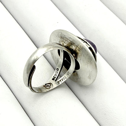 VTG Sterling Silver Purple Amethyst Locket Ring