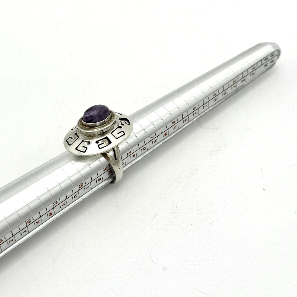 VTG Sterling Silver Purple Amethyst Locket Ring