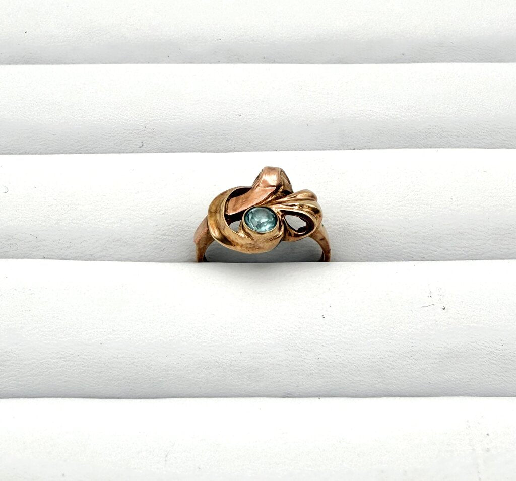 VTG 10k Gold And Aquamarine Art Deco Ring