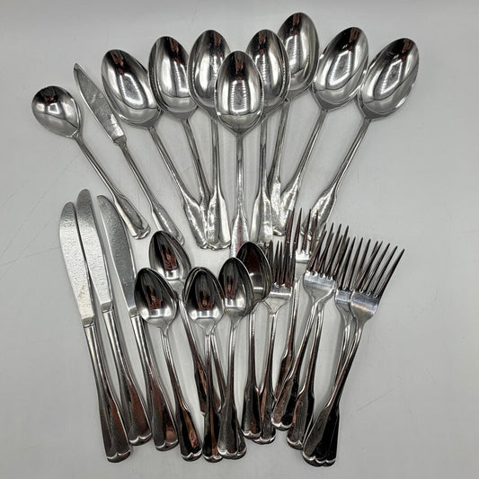 Vintage 27pc. National Stainless Japan “Olde Salem” Flatware Forks Knives Spoons Discontinued /cb