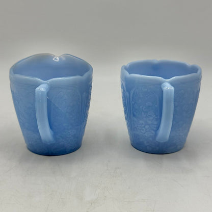 1930s Jeanette Cherry Blossom Delphite Blue Child’s Creamer Sugar Bowl & Plate /cb