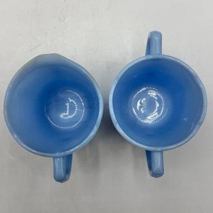 1930s Jeanette Cherry Blossom Delphite Blue Child’s Creamer Sugar Bowl & Plate /cb