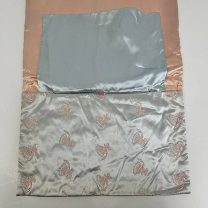 Vintage Blue & Pink Satin Lingerie Hosiery Hanky Keeper Expandable Storage /cb
