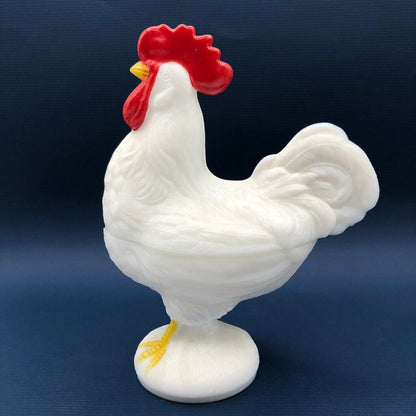 Vtg WestmorelandMilk Glass Rooster Covered Dish /b