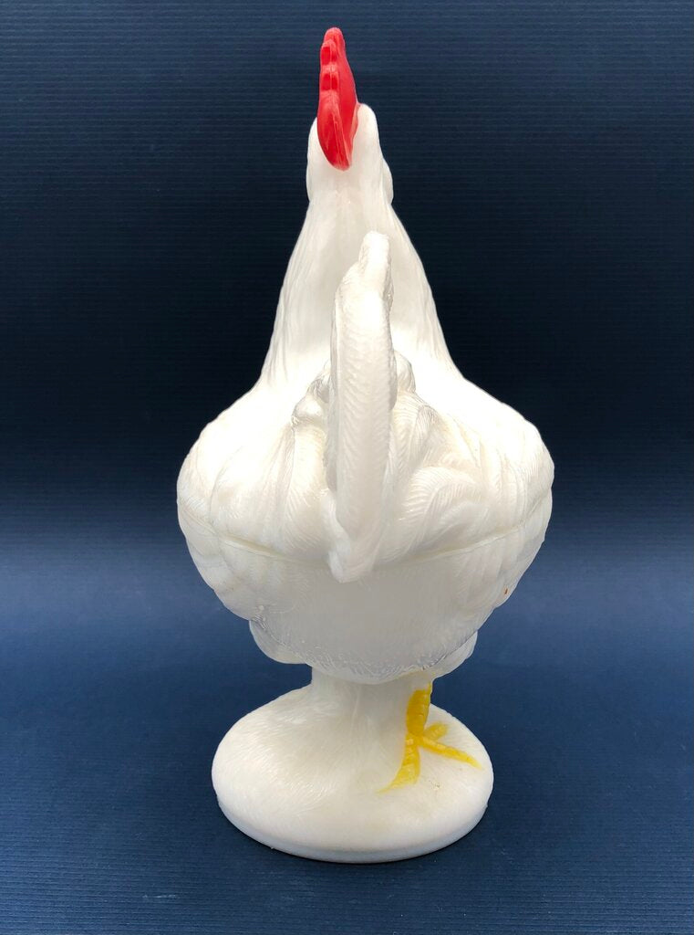 Vtg WestmorelandMilk Glass Rooster Covered Dish /b