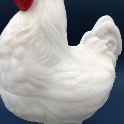 Vtg WestmorelandMilk Glass Rooster Covered Dish /b
