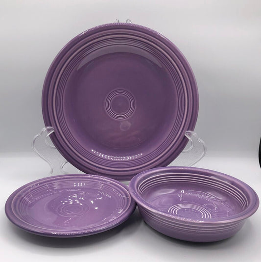 Vtg HLC Fiesta Ware 3pc Lilac China Set /b