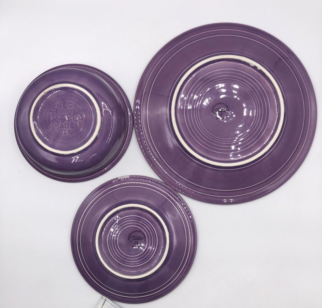 Vtg HLC Fiesta Ware 3pc Lilac China Set /b